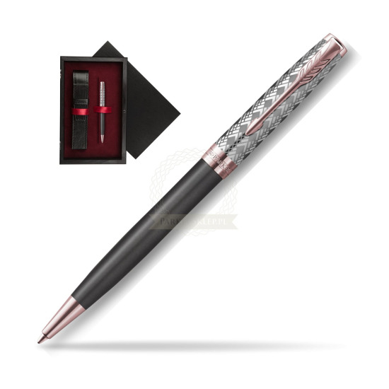 Długopis Sonnet Premium Metal & Grey PGT w pudełku drewnianym Czerń Single Bordo