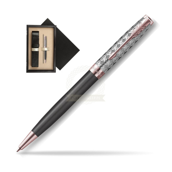 Długopis Sonnet Premium Metal & Grey PGT w pudełku drewnianym Czerń Single Ecru