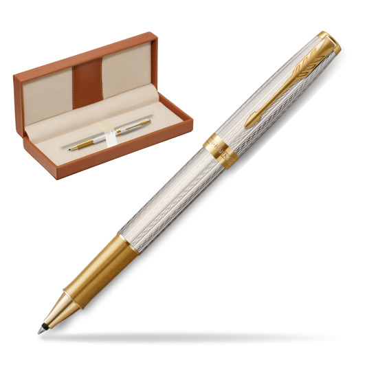 Pióro kulkowe Parker Sonnet Premium Silver Mistral GT w pudełku classic brown