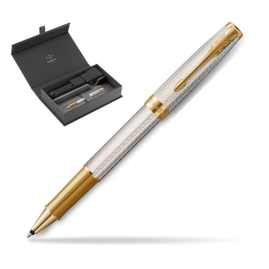 Pióro kulkowe Parker Sonnet Premium Silver Mistral GT w oryginalnym pudełku Parker, zamykane etui