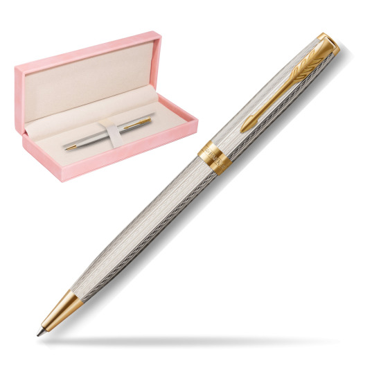 Długopis Parker Sonnet Premium Silver Mistral GT w różowym pudełku zamszowym