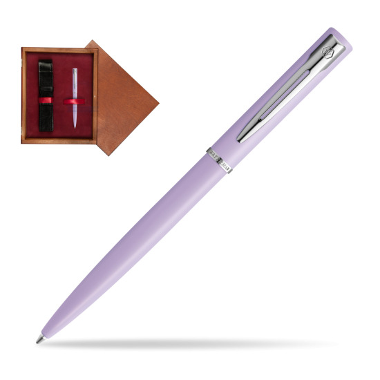 Długopis Waterman Allure Pastel Fioletowy w pudełku drewnianym Mahoń Single Bordo
