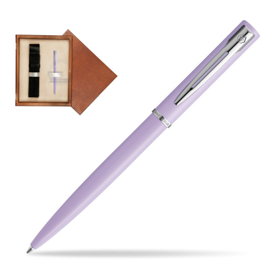 Długopis Waterman Allure Pastel Fioletowy w pudełku drewnianym Mahoń Single Ecru