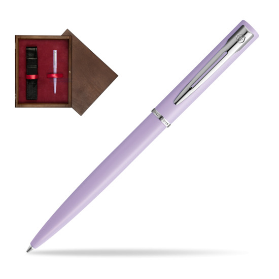 Długopis Waterman Allure Pastel Fioletowy w pudełku drewnianym Wenge Single Bordo