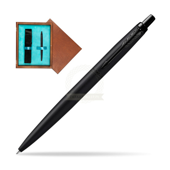 Długopis Parker Jotter XL Monochrome Black - Edycja Specjalna w pudełku drewnianym Mahoń Single Turkus