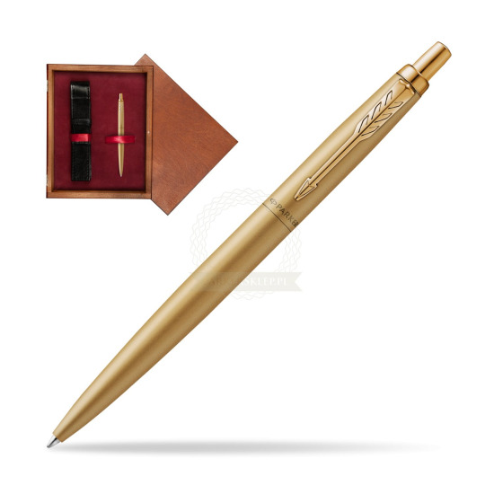 Długopis Parker Jotter XL Monochrome Gold- Edycja Specjalna w pudełku drewnianym Mahoń Single Bordo