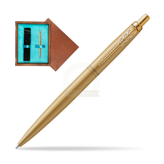 Długopis Parker Jotter XL Monochrome Gold- Edycja Specjalna w pudełku drewnianym Mahoń Single Turkus