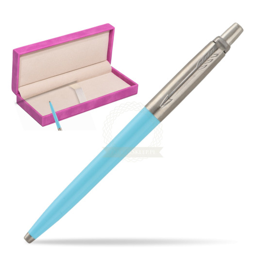 Długopis Parker Jotter Originals Niebieski Lazur w pudełku zamszowym fuksja