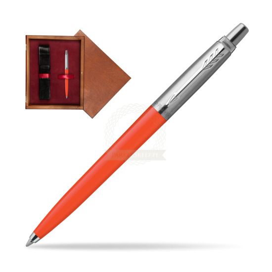 Długopis Parker Jotter Originals Cynober w pudełku drewnianym Mahoń Single Bordo