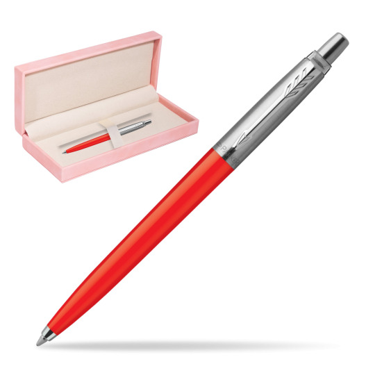 Długopis Parker Jotter SCARLET RED CT w różowym pudełku zamszowym