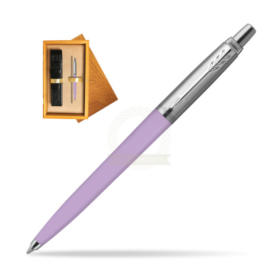 Długopis Parker Jotter Originals Pastel Lilac w pudełku drewnianym Honey Single Ecru