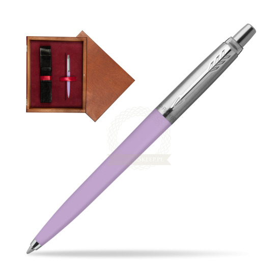 Długopis Parker Jotter Originals Pastel Lilac w pudełku drewnianym Mahoń Single Bordo