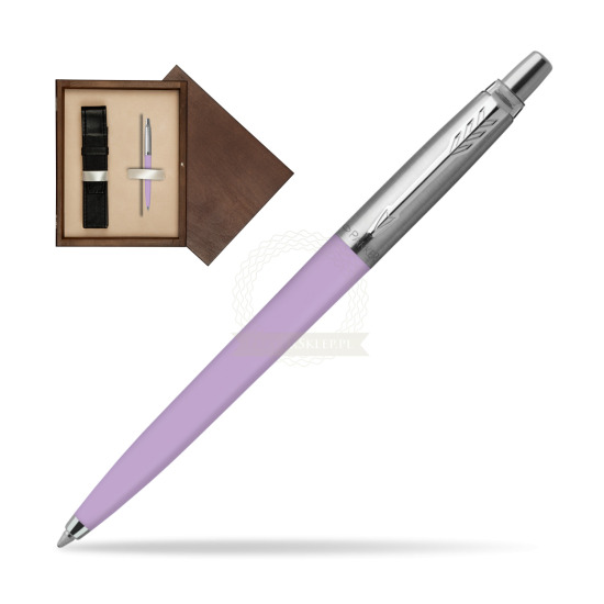 Długopis Parker Jotter Originals Pastel Lilac w pudełku drewnianym Wenge Single Ecru
