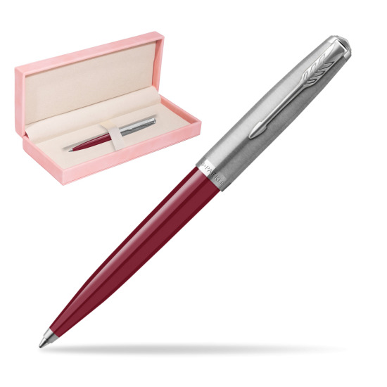 Długopis Parker 51 Burgund CT w różowym pudełku zamszowym