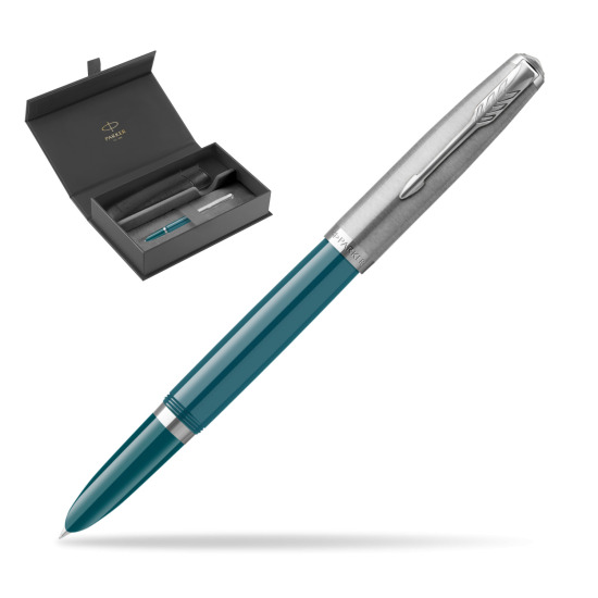 Pióro wieczne Parker 51 Teal Blue CT w oryginalnym pudełku Parker, wsuwane etui