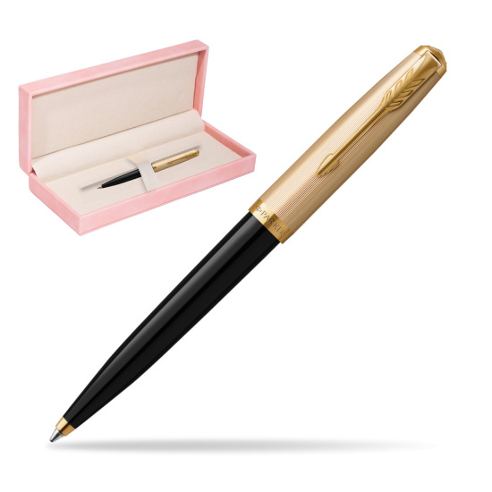 Długopis Parker 51 Deluxe Black GT w różowym pudełku zamszowym