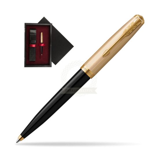 Długopis Parker 51 Deluxe Black GT w pudełku drewnianym Czerń Single Bordo