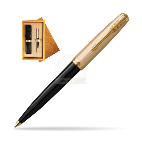 Długopis Parker 51 Deluxe Black GT w pudełku drewnianym Honey Single Ecru