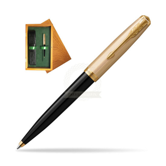 Długopis Parker 51 Deluxe Black GT w pudełku drewnianym Honey Single Zieleń
