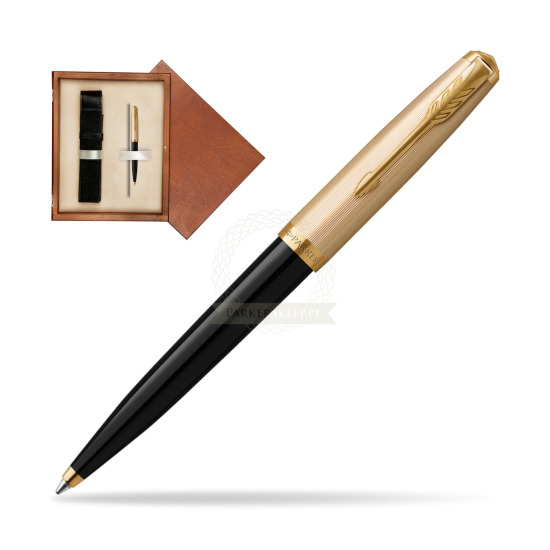 Długopis Parker 51 Deluxe Black GT w pudełku drewnianym Mahoń Single Ecru