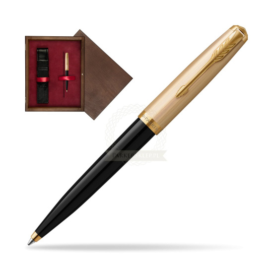 Długopis Parker 51 Deluxe Black GT w pudełku drewnianym Wenge Single Bordo