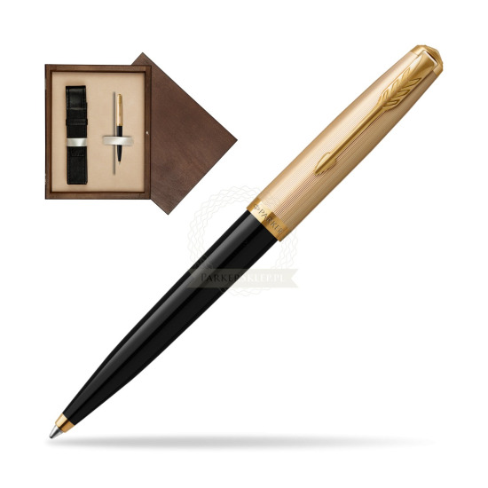 Długopis Parker 51 Deluxe Black GT w pudełku drewnianym Wenge Single Ecru