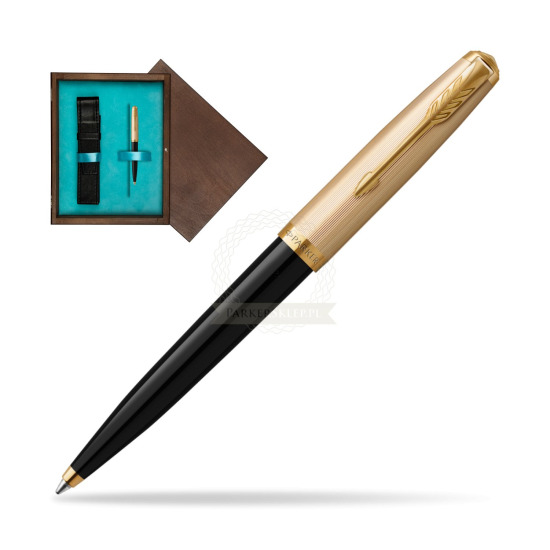 Długopis Parker 51 Deluxe Black GT w pudełku drewnianym Wenge Single Turkus