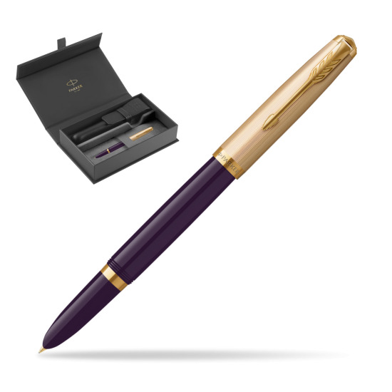 Pióro wieczne Parker 51 Deluxe Plum GT w oryginalnym pudełku Parker, zamykane etui