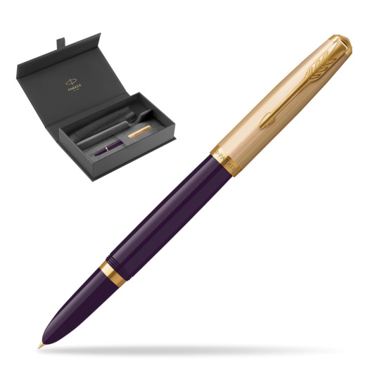 Pióro wieczne Parker 51 Deluxe Plum GT w oryginalnym pudełku Parker, wsuwane etui