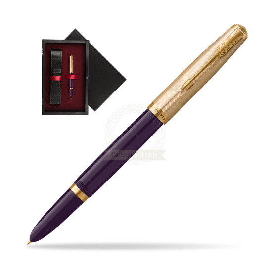 Pióro wieczne Parker 51 Deluxe Plum GT w pudełku drewnianym Czerń Single Bordo