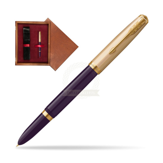 Pióro wieczne Parker 51 Deluxe Plum GT w pudełku drewnianym Mahoń Single Bordo