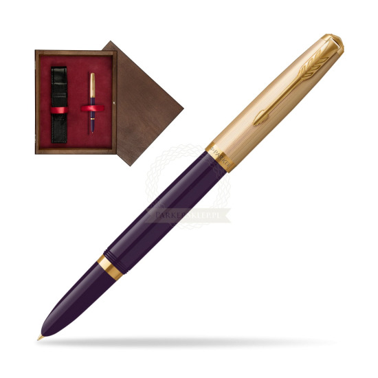 Pióro wieczne Parker 51 Deluxe Plum GT w pudełku drewnianym Wenge Single Bordo