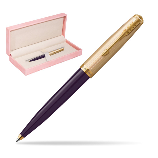 Długopis Parker 51 Deluxe Plum GT w różowym pudełku zamszowym