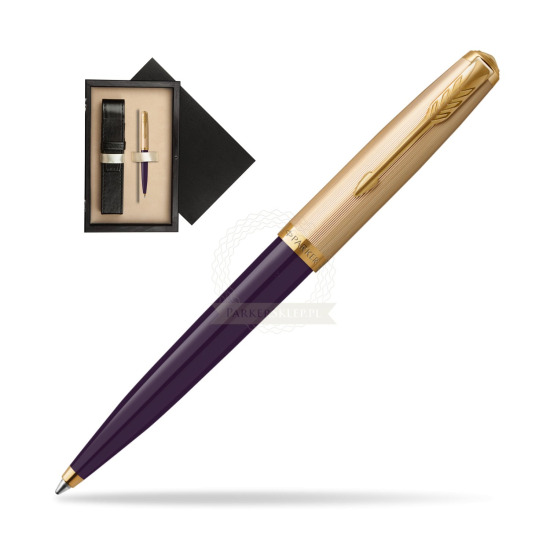 Długopis Parker 51 Deluxe Plum GT w pudełku drewnianym Czerń Single Ecru