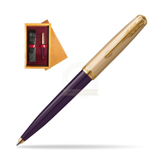 Długopis Parker 51 Deluxe Plum GT w pudełku drewnianym Honey Single Bordo