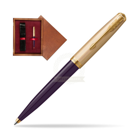 Długopis Parker 51 Deluxe Plum GT w pudełku drewnianym Mahoń Single Bordo