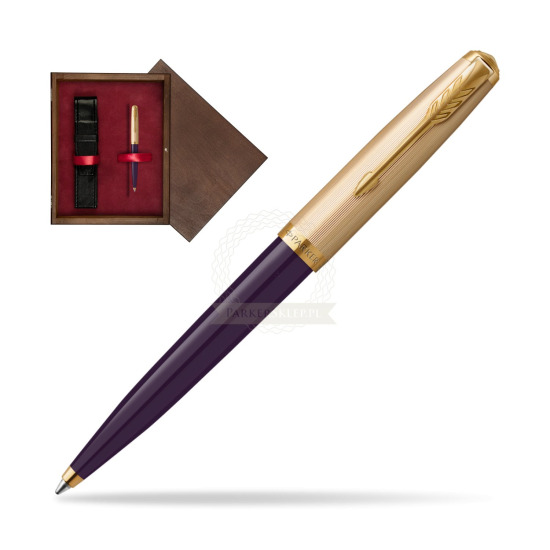Długopis Parker 51 Deluxe Plum GT w pudełku drewnianym Wenge Single Bordo