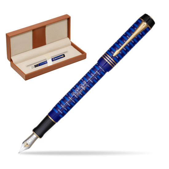 Pióro wieczne Parker Duofold 100th Lapis Lazuli GT w pudełku classic brown