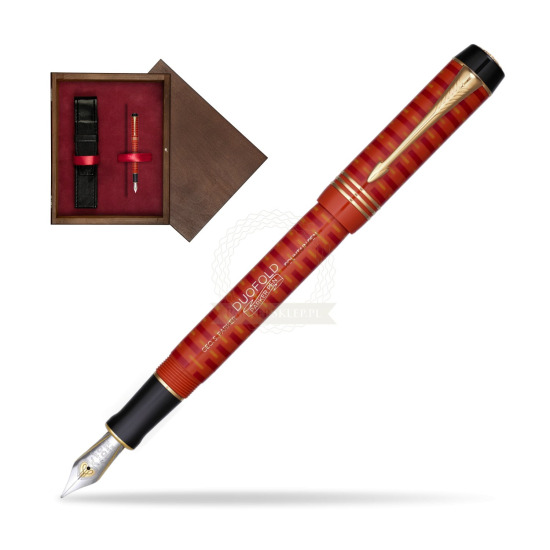 Pióro wieczne Parker Duofold 100th Big Red GT w pudełku drewnianym Wenge Single Bordo