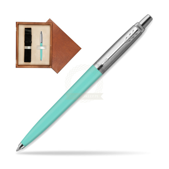 Długopis Parker Jotter Originals Pastel Mint- Edycja Specjalna w pudełku drewnianym Mahoń Single Ecru
