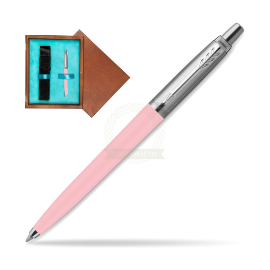 Długopis Parker Jotter Originals Pastel Baby Pink - Edycja Specjalna w pudełku drewnianym Mahoń Single Turkus