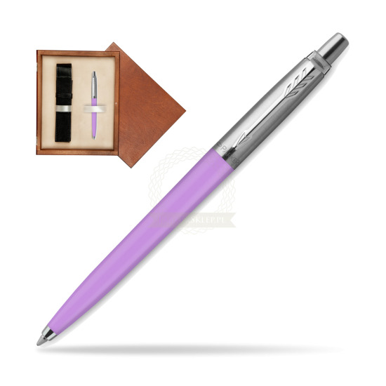 Długopis Parker Jotter Originals Pastel Purple - Edycja Specjalna w pudełku drewnianym Mahoń Single Ecru