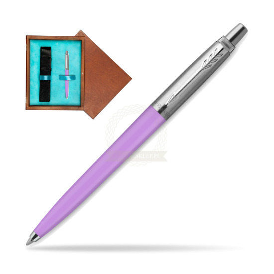 Długopis Parker Jotter Originals Pastel Purple - Edycja Specjalna w pudełku drewnianym Mahoń Single Turkus