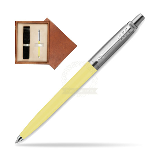 Długopis Parker Jotter Originals Pastel Yellow - Edycja Specjalna w pudełku drewnianym Mahoń Single Ecru