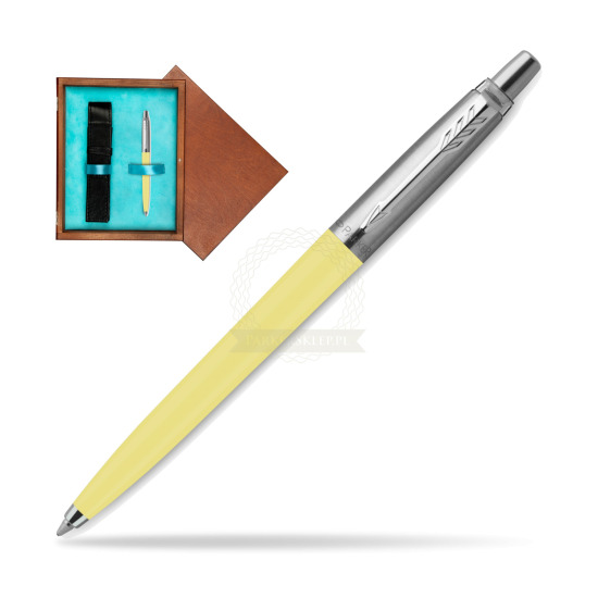 Długopis Parker Jotter Originals Pastel Yellow - Edycja Specjalna w pudełku drewnianym Mahoń Single Turkus
