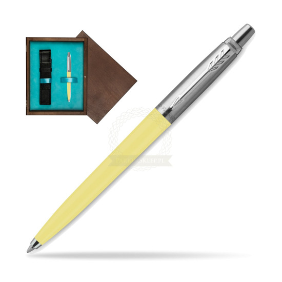Długopis Parker Jotter Originals Pastel Yellow - Edycja Specjalna w pudełku drewnianym Wenge Single Turkus