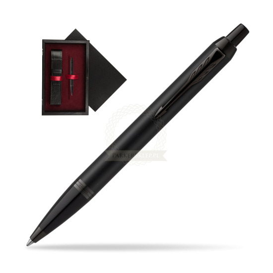 Długopis Parker IM Achromatic Black w pudełku drewnianym Czerń Single Bordo