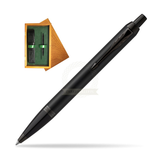 Długopis Parker IM Achromatic Black w pudełku drewnianym Honey Single Zieleń