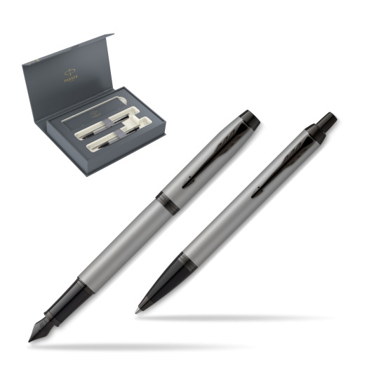 Zestaw Prezentowy Parker Pióro wieczne + Długopis IM Achromatic Grey w pudełku Parker Duo 2022