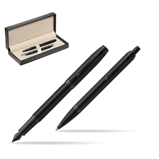 Zestaw Prezentowy Parker Pióro wieczne + Długopis IM Achromatic Black w pudełku classic black